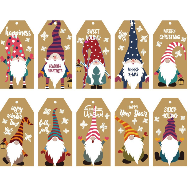 Ετικέτα Αγίου Βασίλη σε Kraft Χαρτί - ζωγραφισμένο κρεμαστό διακοσμητικό για χριστουγεννιάτικη συσκευασία δώρων