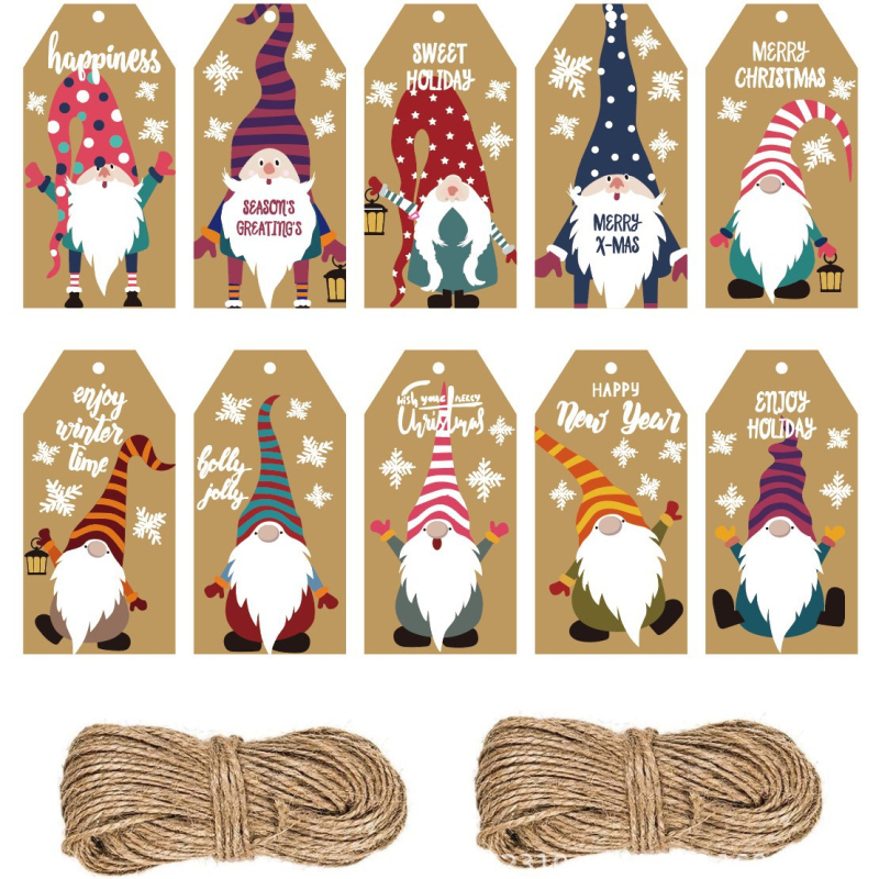 Ετικέτα Αγίου Βασίλη σε Kraft Χαρτί - ζωγραφισμένο κρεμαστό διακοσμητικό για χριστουγεννιάτικη συσκευασία δώρων