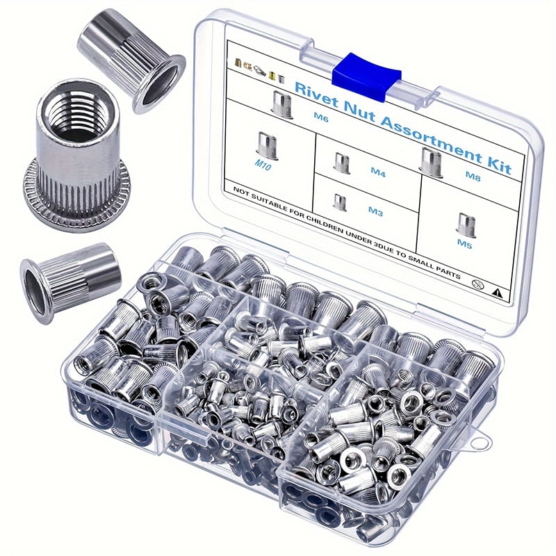 165 τεμάχια σετ Rivet Nut – κράμα αλουμινίου, λευκασμένη επιφάνεια, Κατηγορία A – Rongyuda