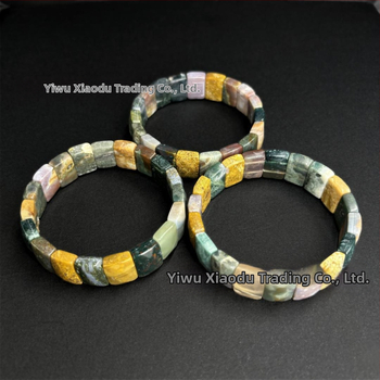 Βραχιόλι από φυσικό αχάτη σκιάς – Unisex, ελαφρύς πολυτελής, ρόμβος κοπή, λεία επιφάνεια