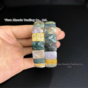 Βραχιόλι από φυσικό αχάτη σκιάς – Unisex, ελαφρύς πολυτελής, ρόμβος κοπή, λεία επιφάνεια