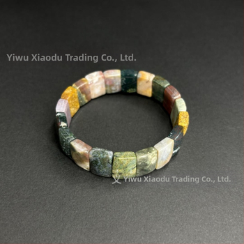 Βραχιόλι από φυσικό αχάτη σκιάς – Unisex, ελαφρύς πολυτελής, ρόμβος κοπή, λεία επιφάνεια