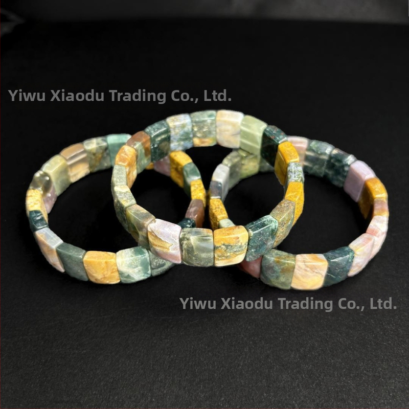 Náramok z prírodného tieňového achátu – unisex, ľahká luxusná elegancia, rombový strih, leštený povrch