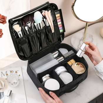 Make-up un kosmētikas organizators, lielas ietilpības, neilona ārējā virsma ar poliestera oderi, brīvā laika ceļošanas stils, unisex