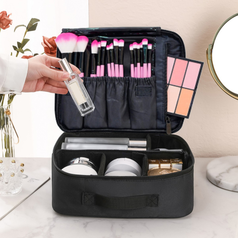 Make-up un kosmētikas organizators, lielas ietilpības, neilona ārējā virsma ar poliestera oderi, brīvā laika ceļošanas stils, unisex