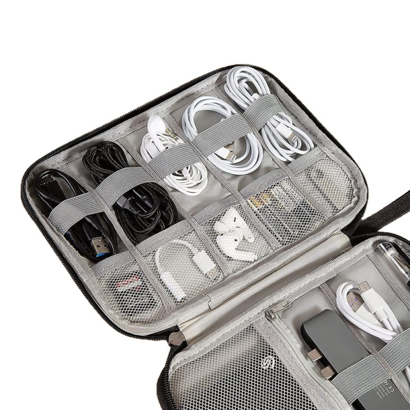 Digitālā uzglabāšanas soma kabeliem un uzlādes ierīcēm - liela jauda, pārnēsājama, ūdensizturīga, Oxford audums, poliestera oderes, ceļojumu organizētājs
