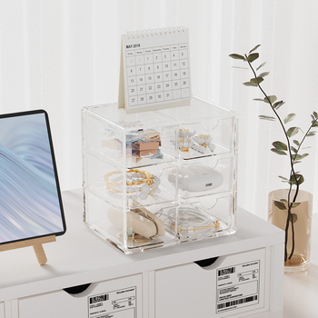 Οργανωτής γραφείου με έξι διαμερίσματα, INS στυλ, διαφανές συρόμενο κουτί, PS πλαστικό, μοντέλο JX2316
