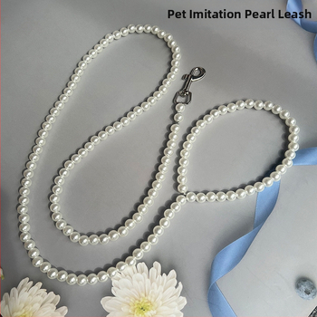 Zibo suņa pavadiņa, imitācijas pērlīšu akcenti, nestiepjas, 10 gab. iepakojumā