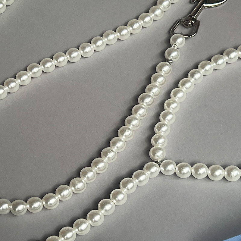 Zibo suņa pavadiņa, imitācijas pērlīšu akcenti, nestiepjas, 10 gab. iepakojumā