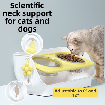 Ενισχυμένο διπλό μπολ για γάτες με αντιδιαρροϊκή σχεδίαση για σίτιση και πόση (ABS)