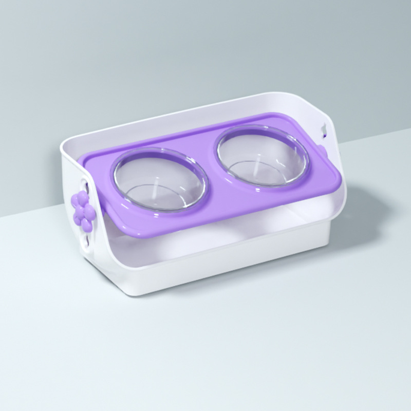 Stiprintas dviejų indų katėms maitinimui ir gėrimui, atsparus išsiliejimams (ABS)