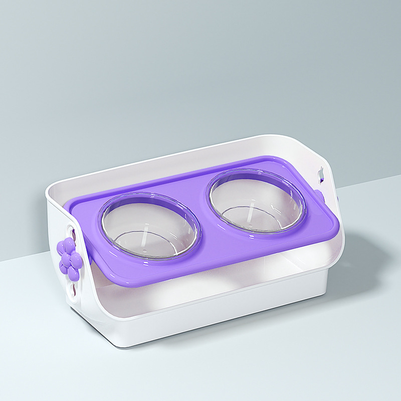 Plastikinis katės dubuo su 15° kampiniu stovu, automatinis vandens tiekimas, atjungiama dviguba dubuo