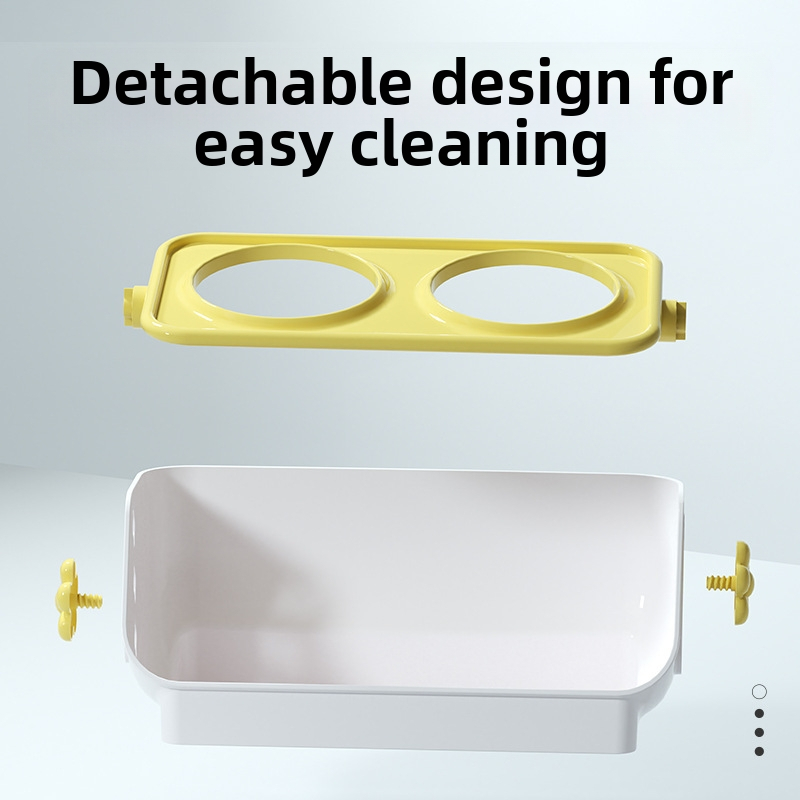 Plastová miska pre mačku so 15° nakloneným stojanom, automatické zásobovanie vodou, delená dvojmiska