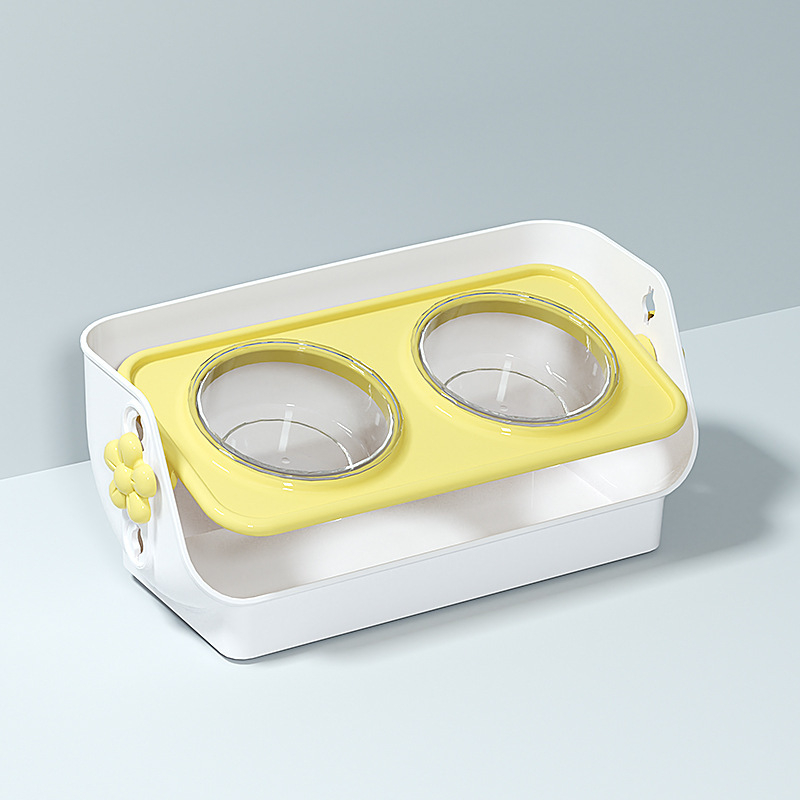 Plastikinis katės dubuo su 15° kampiniu stovu, automatinis vandens tiekimas, atjungiama dviguba dubuo