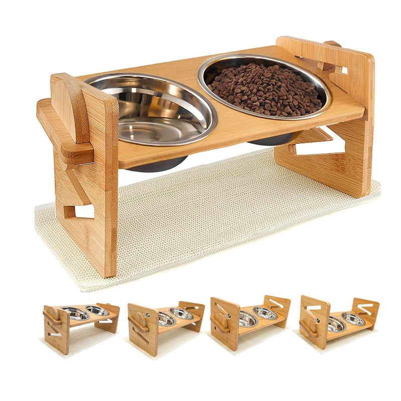 Medinis kačių šėrimo laikiklis su automatine šėrimo sistema