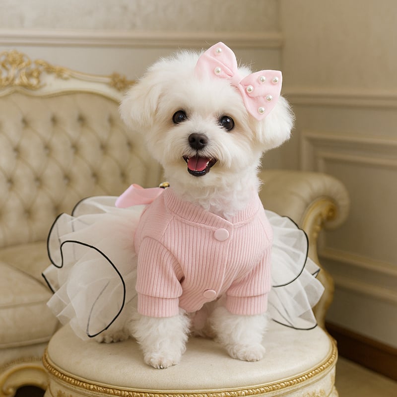 Clip de păr pentru animale de companie – funda cu perle din poliester, stil prințesă, PETCIRCLE, origine Shanghai