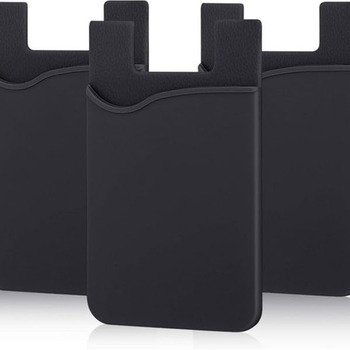 KOOSUK Silikona telefona kartes turētājs, 3-pak, līmējošs maciņš ID un kredītkartēm