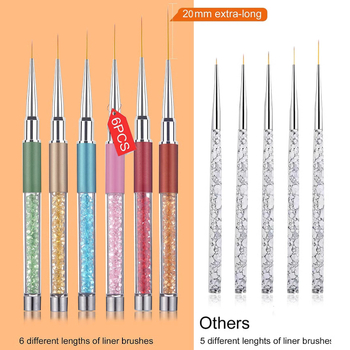 Σετ από 6 στυλό τέχνης νυχιών για σχέδιο και βαφή, με ακρυλικές λαβές