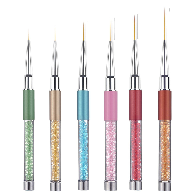 Set od 6 nalivnika za umjetnost noktiju za crtanje i slikanje, s akrilnim drškama