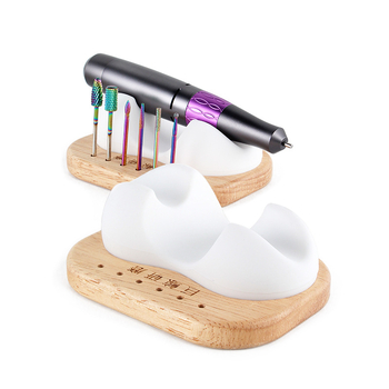 Στήριγμα τέχνης νυχιών με ξύλινη βάση και σιλικόνη για αποθήκευση εργαλείων — JJ