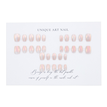 Σετ τεχνητών νυχιών, χειροποίητο, 30 τεμάχια με Cat\'s Eye/Aurora εφέ, αποσπώμενα κοντά νύχια