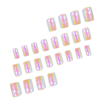 Τεχνητά νύχια από ακρυλικό, τετράγωνο σχήμα, χρωμιωμένη επιφάνεια καθρέφτη, μοτίβο Αστρικός Ουρανός, στυλ Ευρώπη-Αμερική/Instagram