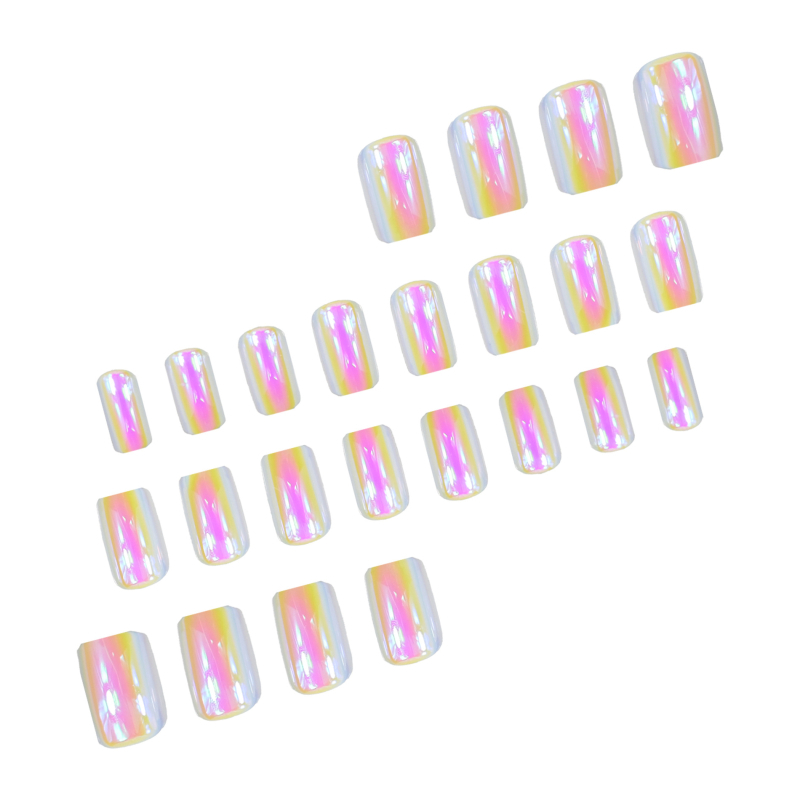 Unghii false acrilice, formă pătrată, finisaj oglindă cromată, model cer înstelat, stil european-american/Instagram