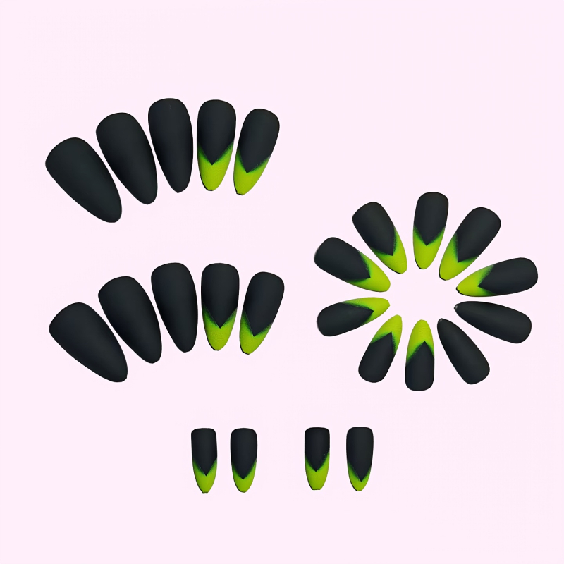 Set unghii artificiale cu aplicare, 24 buc., gradient luminos, detașabile, model carouri, stil european și american