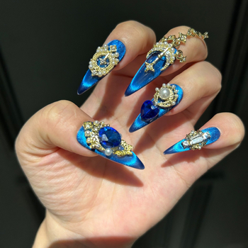 Νύχια φορητά τέχνης με Cat Eye και γαλλικό στυλ, μακριά, προέλευση Φουτζιάν, οικιακή μάρκα, για γυναίκες