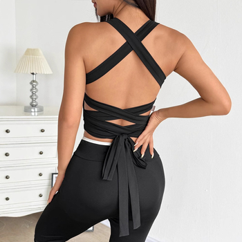 Ad396 Τανκ Τοπ με Δέσιμο Κορδονιών, Διπλές Τιράντες, Slim Fit, Κοντό Μήκος, Μίξη Πολυεστέρα