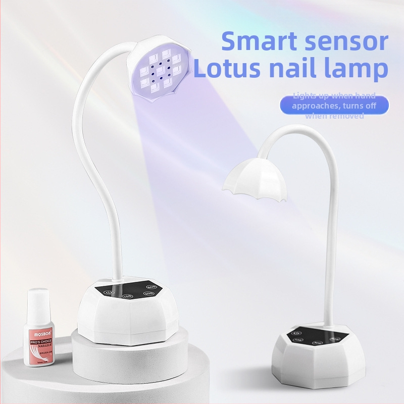 BM-19 Pārnēsama galda nagu lampiņa ar lotosa dizainu, viedais sensors UV cietināšanai, ātra žāvēšana gel nagiem