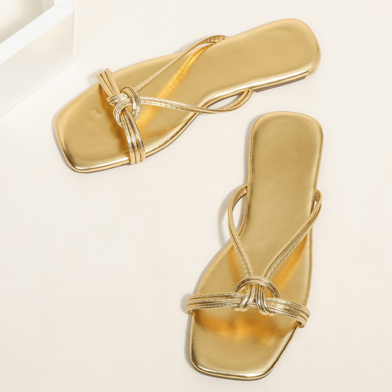 PU felső részű strandpapucs, TPR talp, négyzetes orrú, európai–amerikai stílus, slip-on