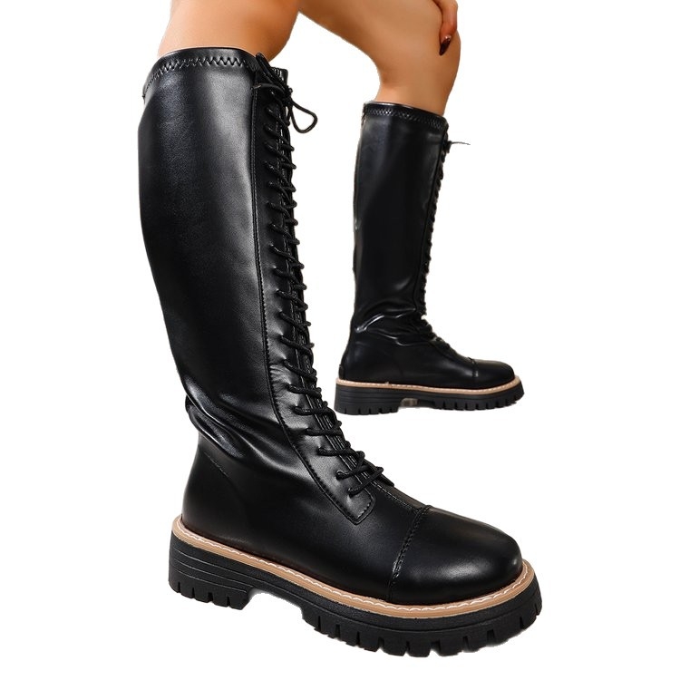 Moteriški Chelsea bateliai su šoniniu užtrauktuku, aukštas šahtos, PU viršus, guminis padas, 3–5 cm vidutinio aukščio kulnas