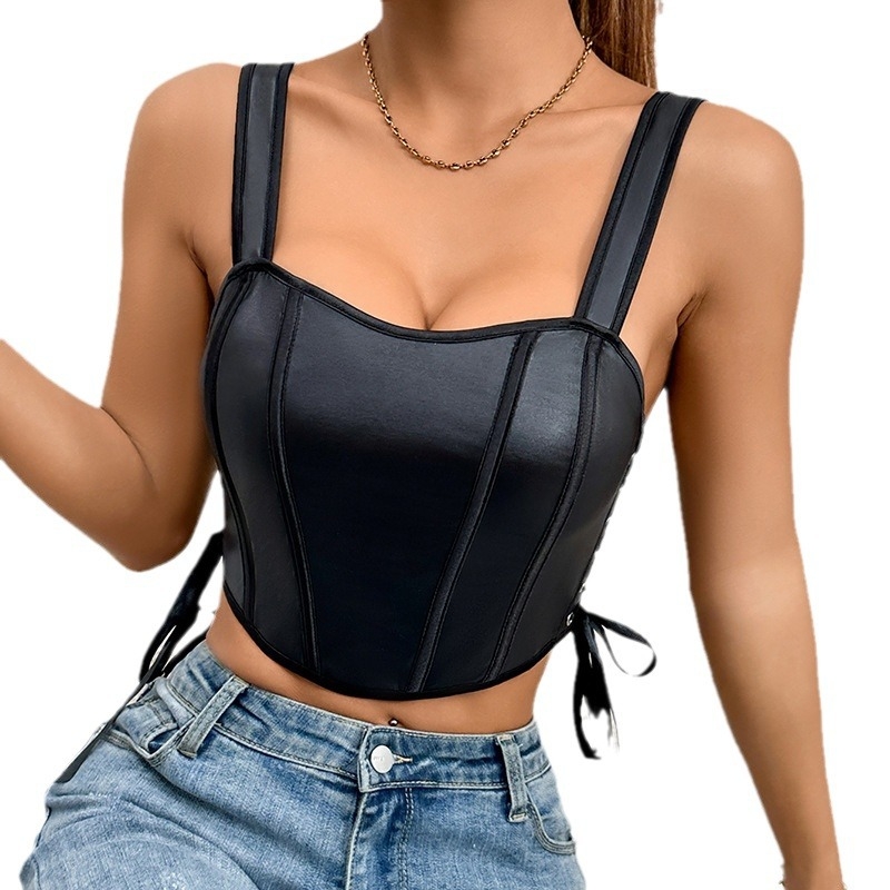 Produkta veids: Camisol; Sastāvs: 95% poliestera šķiedra; Audums: poliestera šķiedra; Stils: krekliņš bez piedurknēm, seksīgs; Apkakle: zems izgriezums