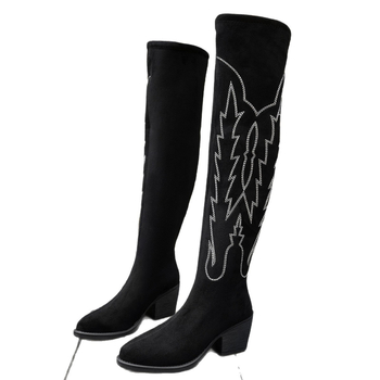 Sieviešu velūra pār-kolnu zābaki ar kristālu dekoriem, smailais purns, plata vidējā augstuma papēlis 3–5 cm, slip-on, ziemas/ rudens sezonai