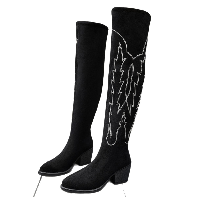 Sieviešu velūra pār-kolnu zābaki ar kristālu dekoriem, smailais purns, plata vidējā augstuma papēlis 3–5 cm, slip-on, ziemas/ rudens sezonai