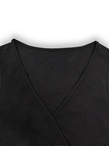 Body/camisolă cu model în dungi, croială lejeră, țesătură de in ca material principal, detaliu corduroy, margine wrap ruched