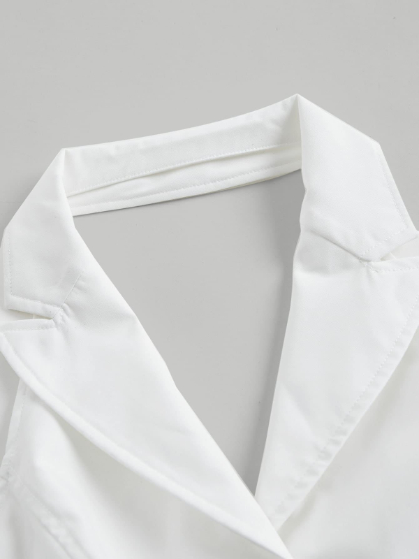 V-nyakú mellény felső, egyrészes gombolás, poliészter, rövid fazon, szabályos szabás