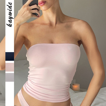 Top tubular pentru femei – Slim fit, fără bretele, poliester 80–90%, vară 2025