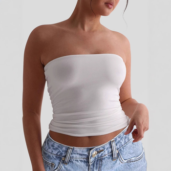 Γυναικείος Τοπ Τύπου Tube Top – Slim Fit, Χωρίς Τιράντες, Πολυεστέρας 80–90%, Καλοκαίρι 2025