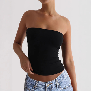 Γυναικείος Τοπ Τύπου Tube Top – Slim Fit, Χωρίς Τιράντες, Πολυεστέρας 80–90%, Καλοκαίρι 2025