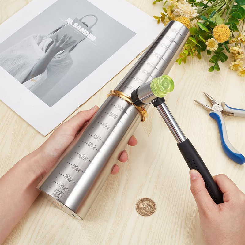 Σετ εργαλείων βραχιόλου από ανοξείδωτο ατσάλι, 2 τεμάχια, περιλαμβάνει ράβδο βραχιολιού και σφυρί καουτσούκ, για DIY κοσμήματα