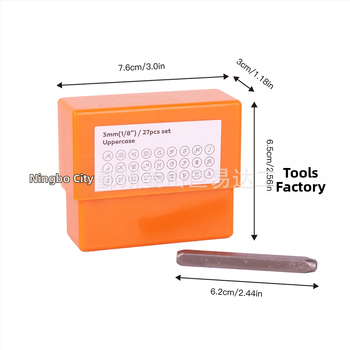 Σετ σφραγίδων από ατσάλι για δέρμα: αριθμοί και αγγλικά γράμματα, ύψος χαρακτήρα 3 mm, ατσάλι 40Cr