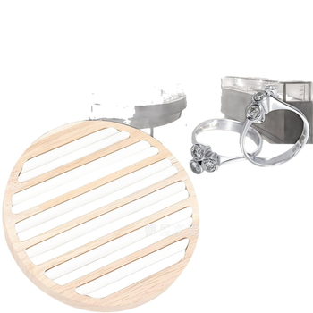 Ξύλινος δίσκος προβολής δαχτυλιδιών — κυκλική βάση για κοσμήματα, μοντέρνος μινιμαλιστικός στυλ, μάρκα Liking