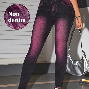 Pantaloni lungi de damă cu imprimeu Milk Silk, modelare corp, poliester, greutate medie 161–180 g/m²