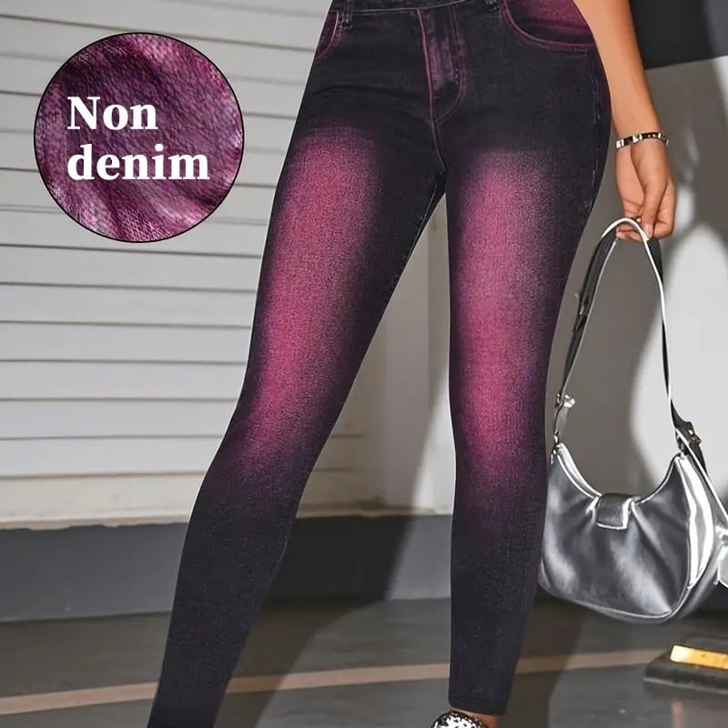 Pantaloni lungi de damă cu imprimeu Milk Silk, modelare corp, poliester, greutate medie 161–180 g/m²