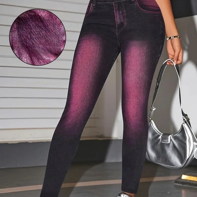 Pantaloni lungi de damă cu imprimeu Milk Silk, modelare corp, poliester, greutate medie 161–180 g/m²