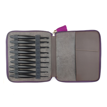 Σετ βελονοκεφαλών για βελονάκι – 9 τεμάχια, εργονομική ξύλινη λαβή, αλουμίνιο με οξειδωμένο φινίρισμα, χειροποίητα γυαλισμένο φινίρισμα