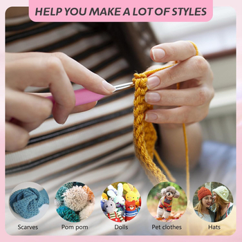 169-частен комплект за плетене с куки и чанта за възрастни начинаещи