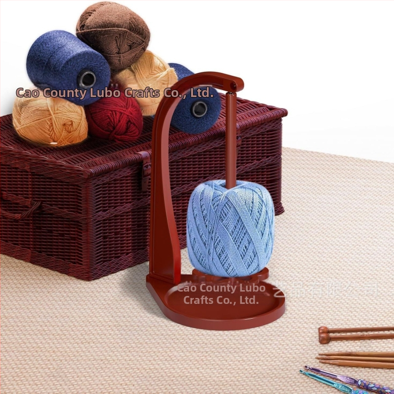Drevený otáčavý stojan na priadzu s odnímateľnou podstavou v tvare kvetu — 3 vrstvy, stolný organizér na pletenie a tkanie